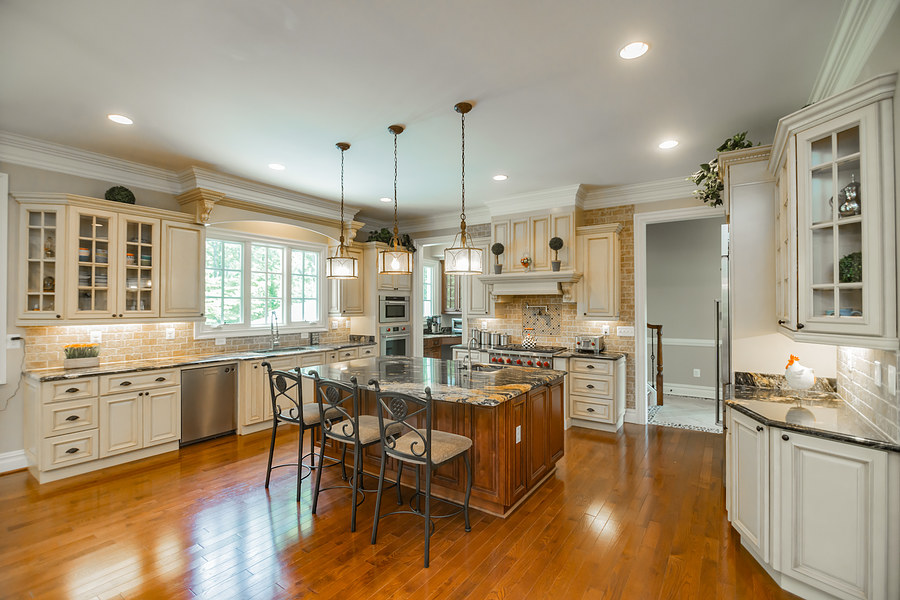 white raised kitchen